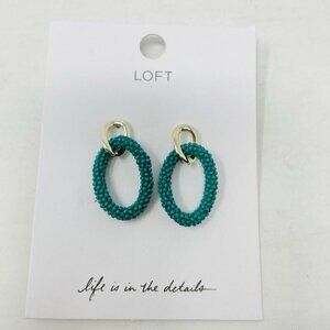 Ann Taylor LOFT Womens Beaded Interlocked Drop Earrings in Brilliant Emerald $35